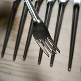 Set of 12 vintage design stackable stainless steel knives and forks