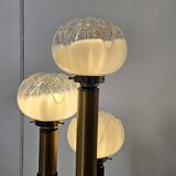 Mid-Century Murano Glass Floor Lamp in Wood and Metal with 3 Light Points