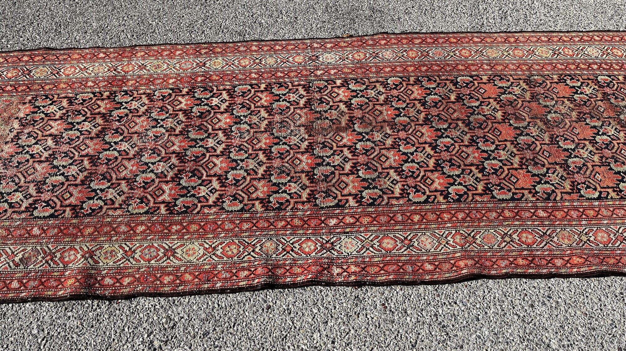 Oriental carpet malayer ancient persian iran. handmade 113 x 400 cm