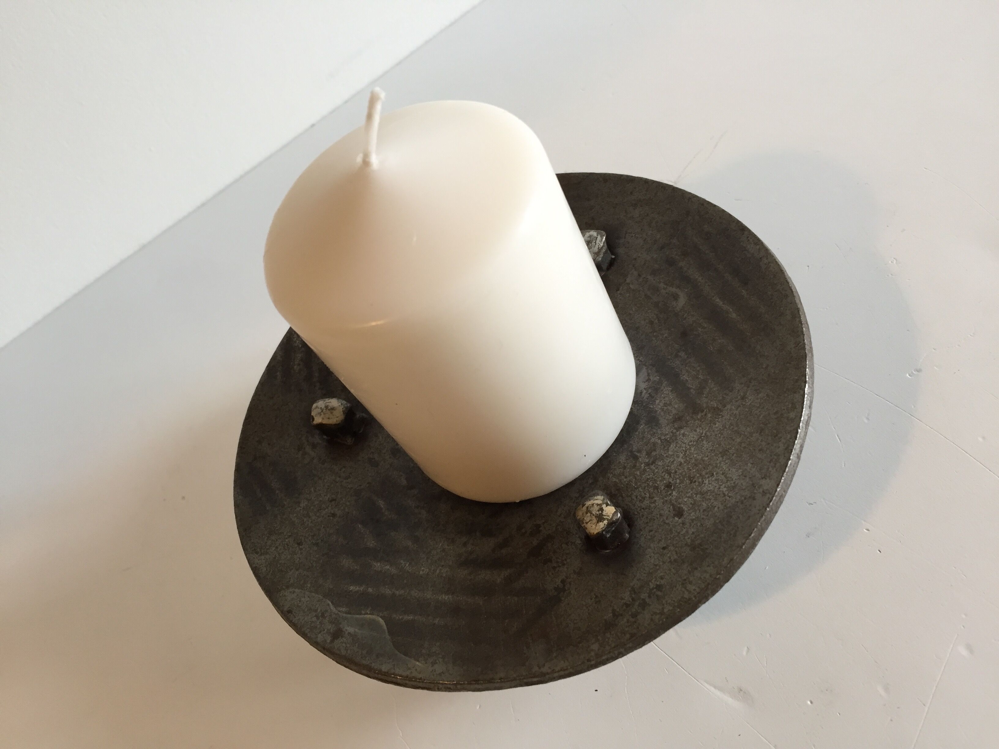 Vintage brutalist steel table bougeoir