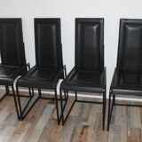 Lot de 4 chaises vintage cuir piqure sellier
