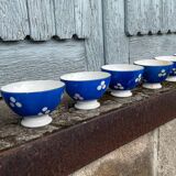 7 mini coffee bowls with blue polka dot decoration
