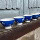 7 mini bol à café decor motif petits pois bleus
