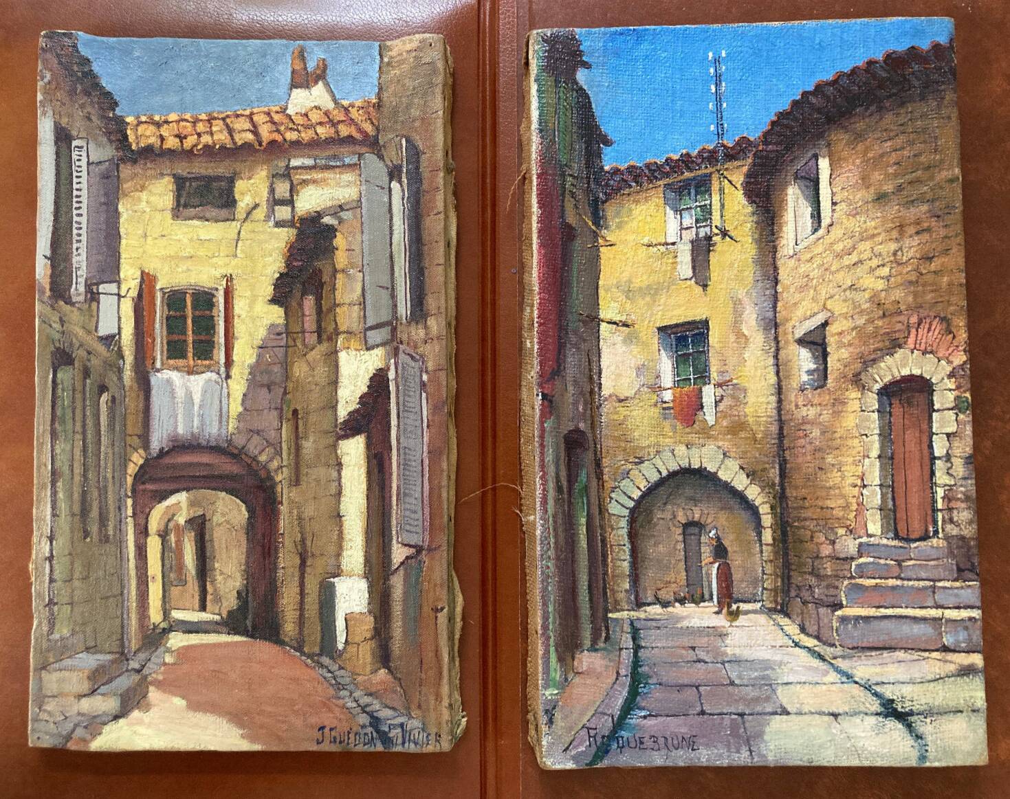 Pair of paintings Alleys of Roquebrune Var