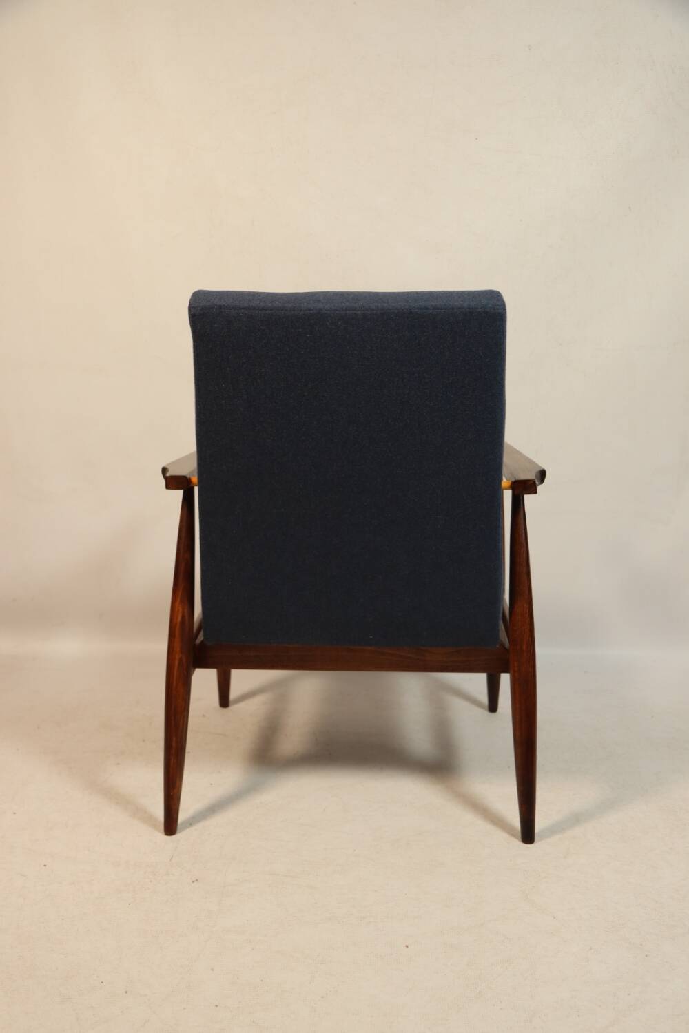 Vintage armchair natural wool blue marin modern design by H.Lis