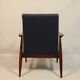 Vintage armchair natural wool blue marin modern design by H.Lis