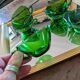 6 emerald green cups – 1970s, retro light