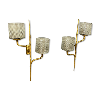 Félix Agostini for the Maison Arlus Suite of two appliques in gilded bronze