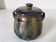 Flamed stoneware sugar bowl Denbac signed – night blue and bronze reflections