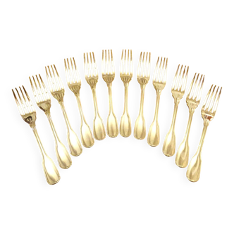 Christofle 12 fourchettes à entremets modèle Versailles métal argenté