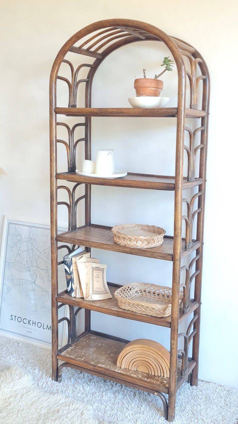 Vintage rattan library from the 70s