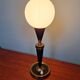 Black lacquered metal table lamp with satin white glass, 1950s.