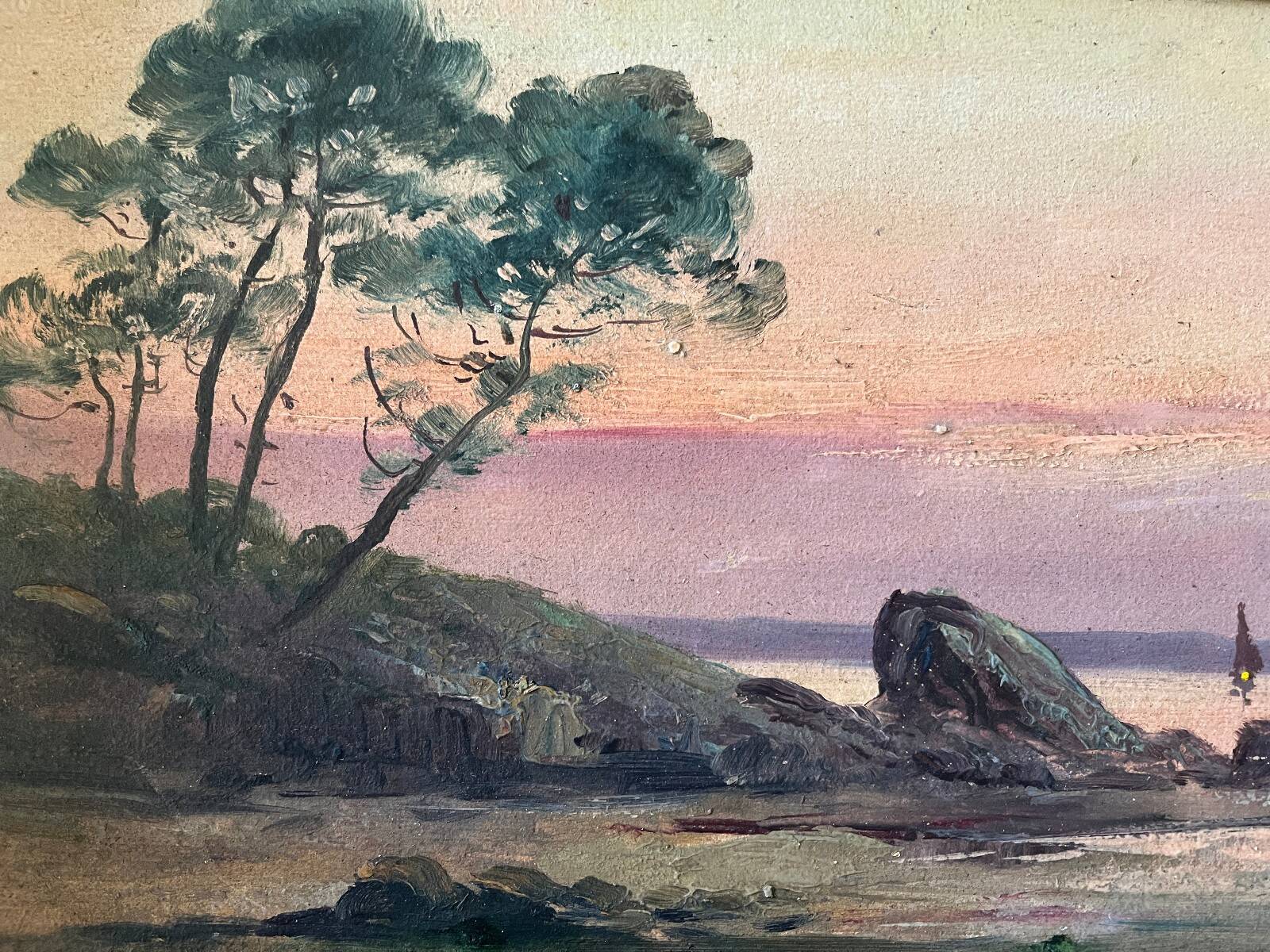 Emile gauffriaud (1877-1957) painting hsp seaside with sailing boats