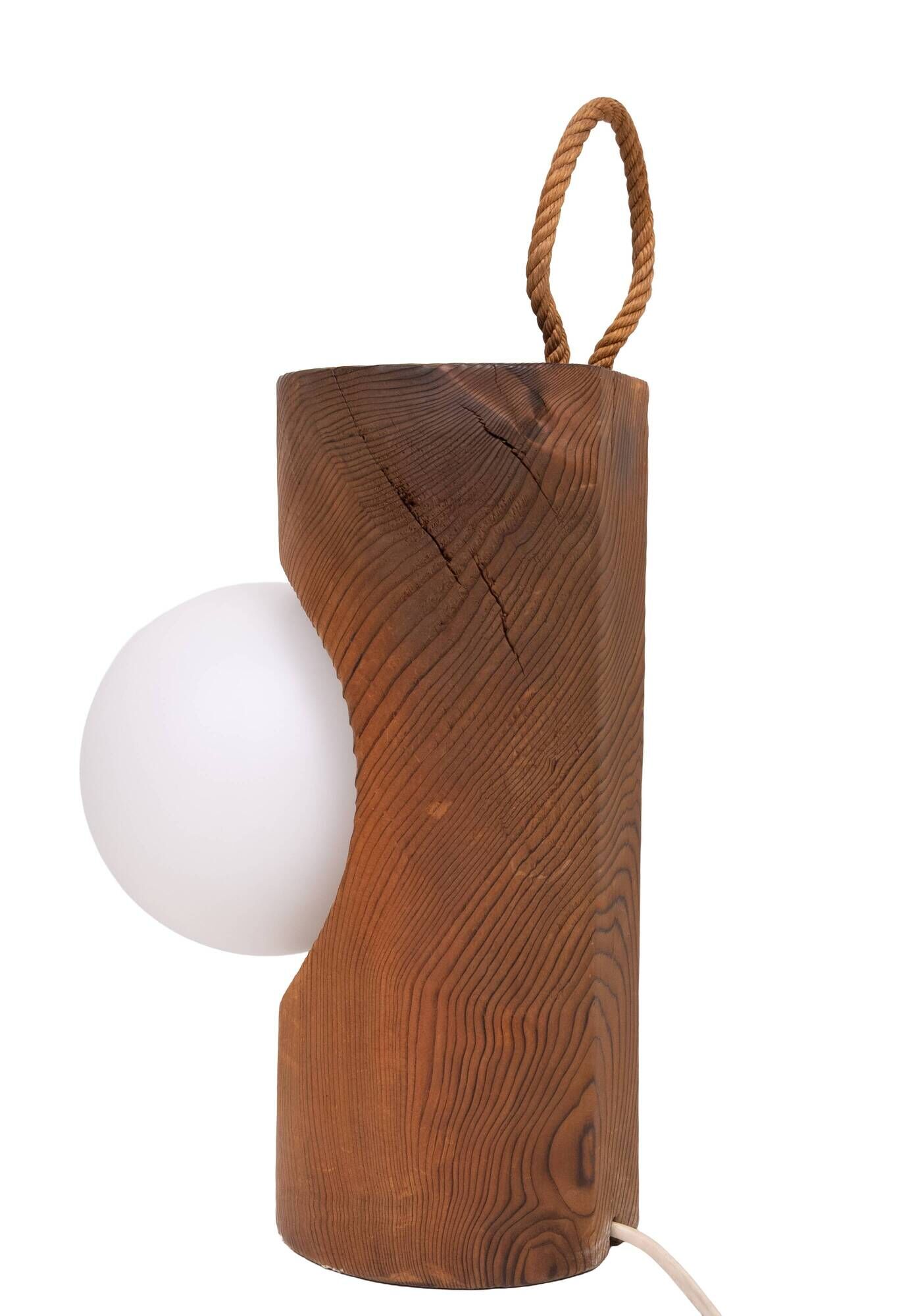 Temde Brutalist solid Pine Hang or Table lamp 1960s Swiss