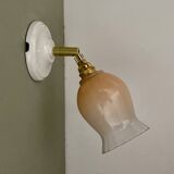 Vintage tulip wall lamp in pink and white glass