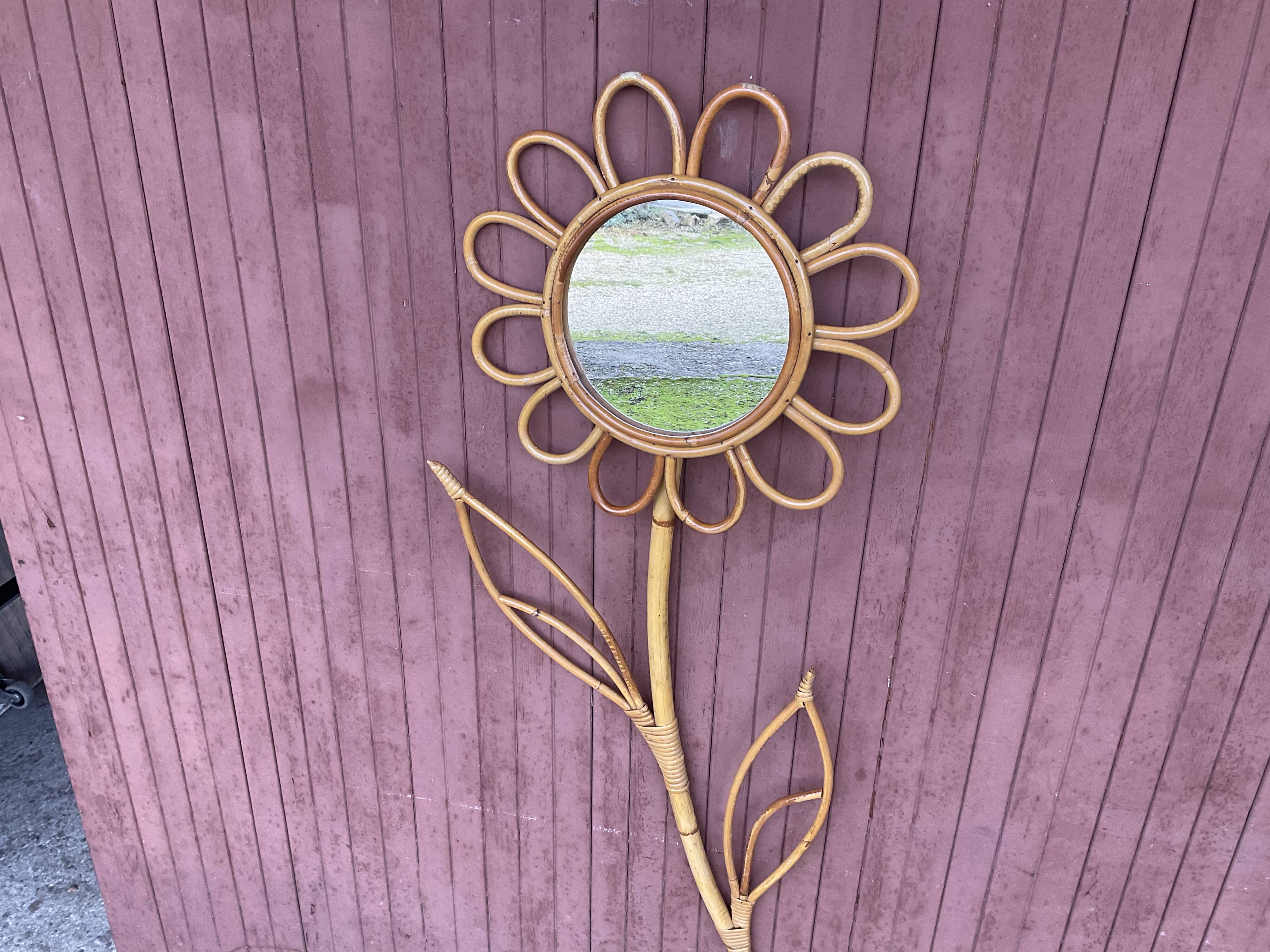 Vintage rattan mirror