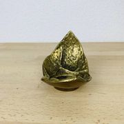 Golden brass leaf candlestick, organic style, vintage