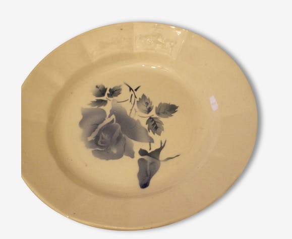 Dessert Maufacture Diguoin Sarguemine blue flowers pattern earthenware plate