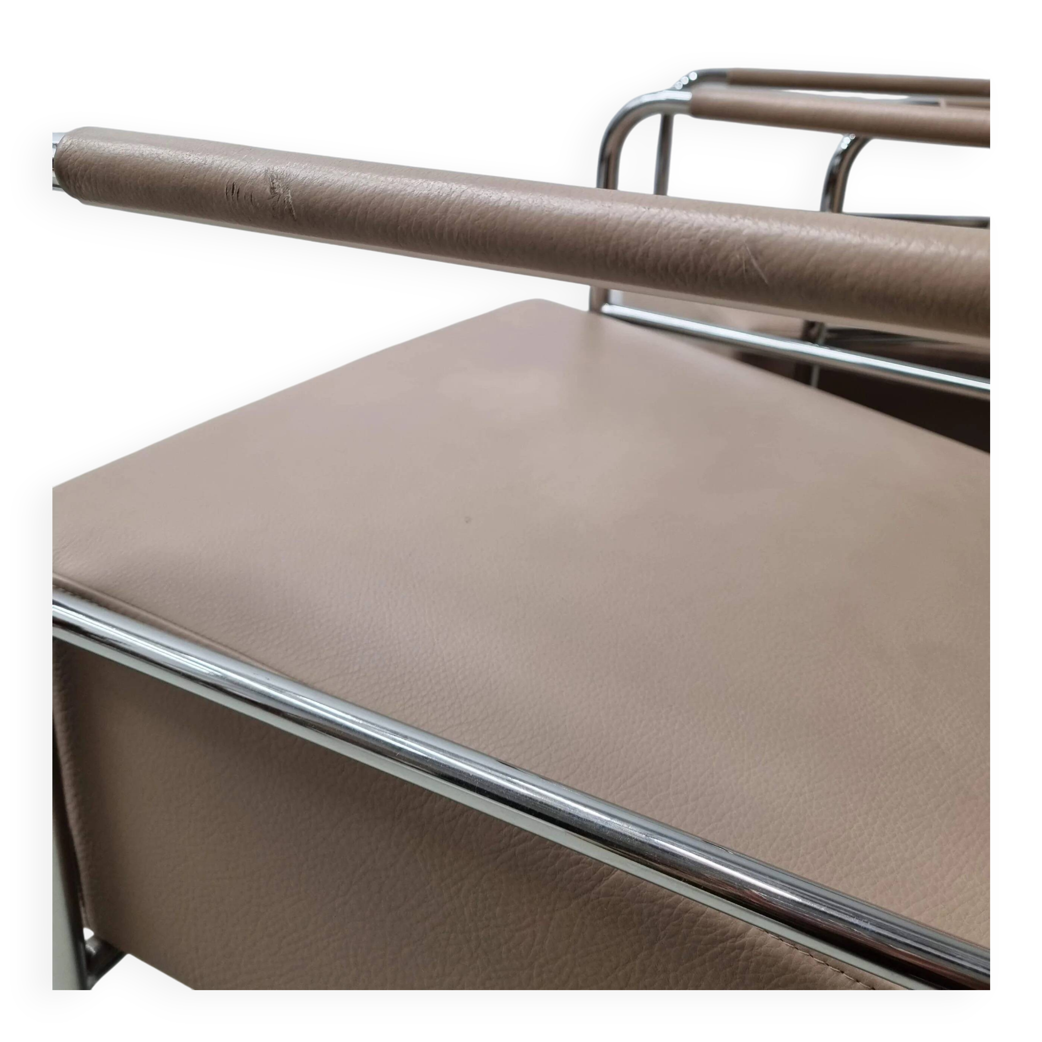 2 vintage nude leather "Cinema" easy chairs by Gunilla Allard for Lammhults | 1990s