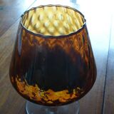 Vintage amber & clear glass footed vase