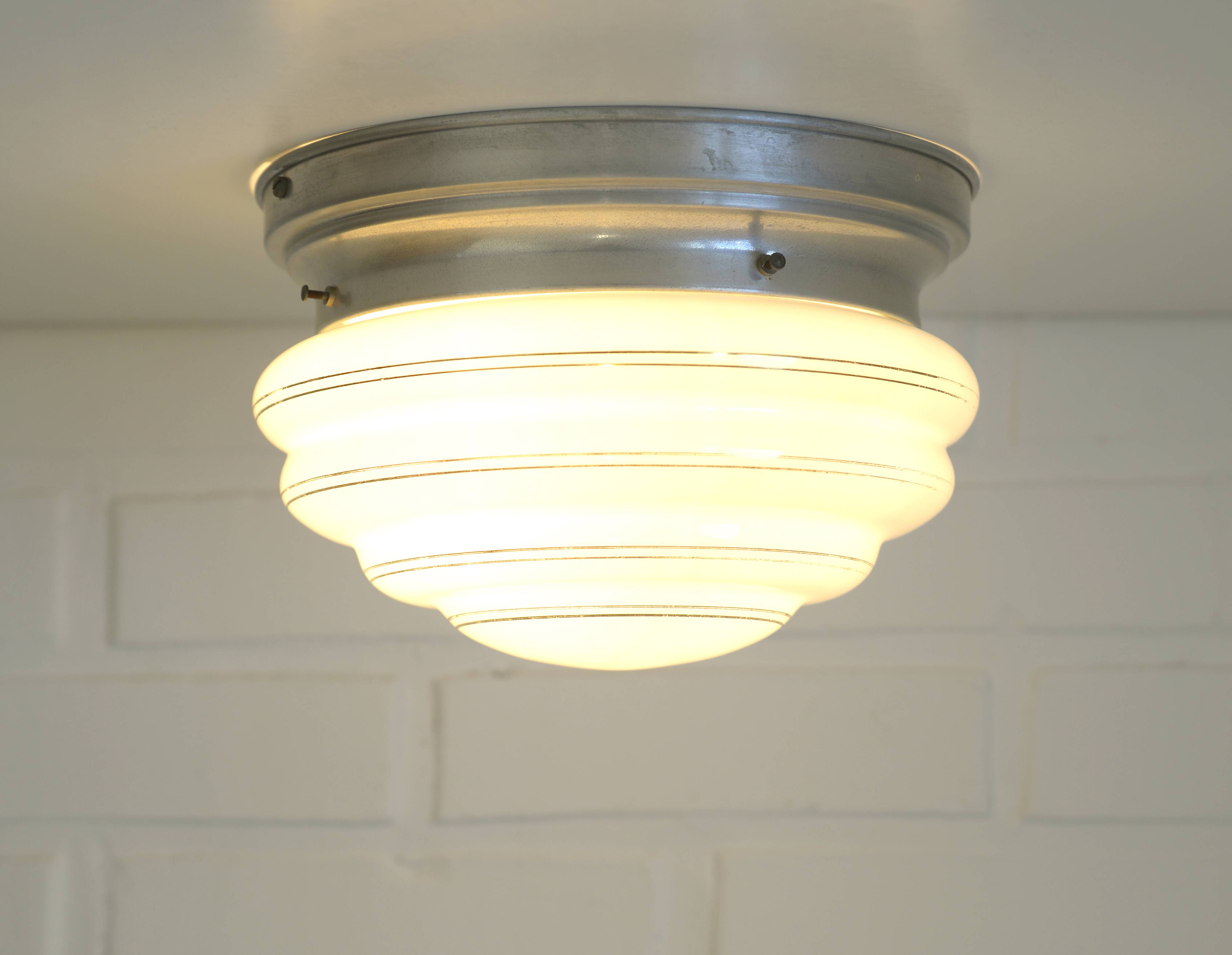 Art Deco Ceiling Lamp / Antique Flush Mount Light / Bauhaus Era Sconce 1930