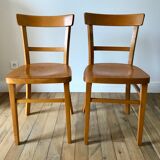 set of 4 Thonet bistro chairs in curved wood honey Mid-Century 50s