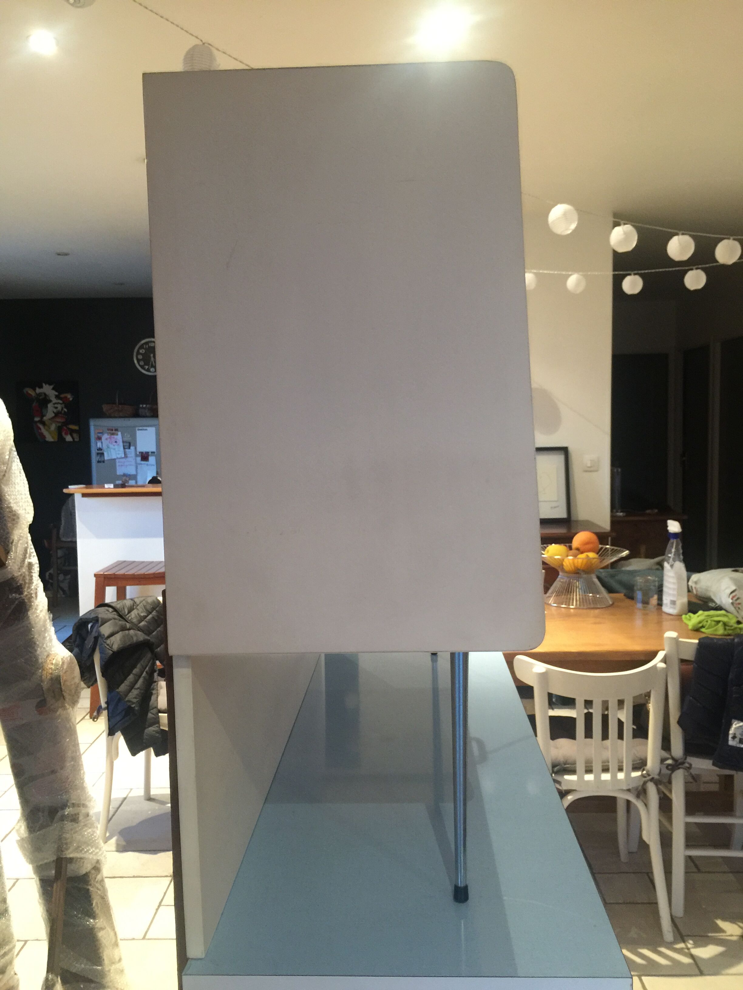 Blue and yellow formica buffet