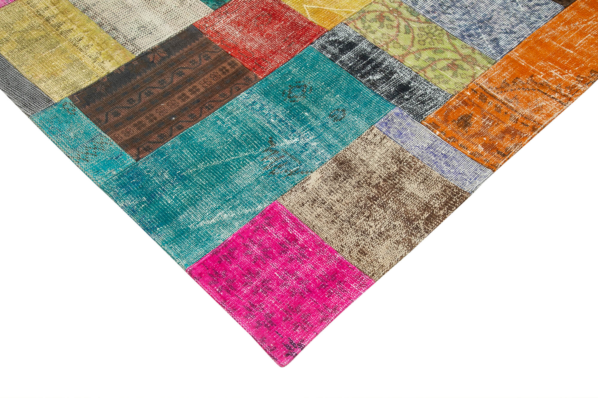 Handwoven Anatolian Contemporary 202 cm x 302 cm Multicolor Patchwork Rug