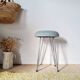 Vintage 1950s stool, metal tapered legs and velvet.