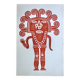 Estampe originale Pré-Colombienne, Aztèques Colombie folk années 60