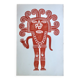 Estampe originale Pré-Colombienne, Aztèques Colombie folk années 60