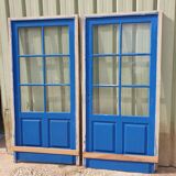 Pair of Colored Glass Doors with Frame - 1960s