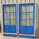 Pair of Colored Glass Doors with Frame - 1960s