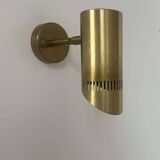 Vintage adjustable wall light, solid perforated brass, France 1960