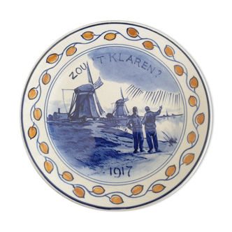 Royal Delft, Netherlands - Earthenware dessert plate - Zou't klaren - 1917