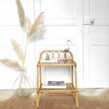 Vintage rattan bedside table 60s