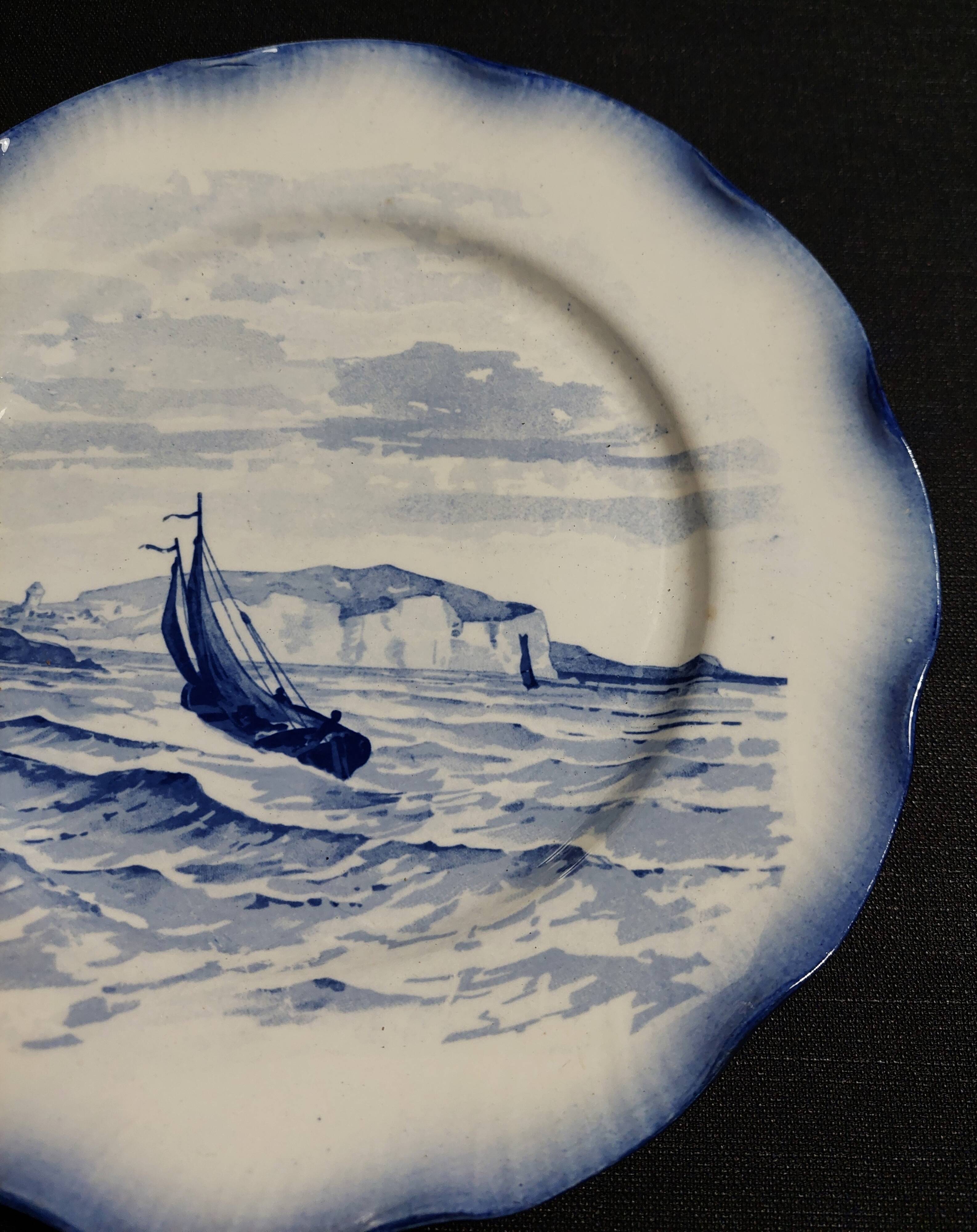 Sarreguemines earthenware plate with Marine decor late 19th century early 20th century