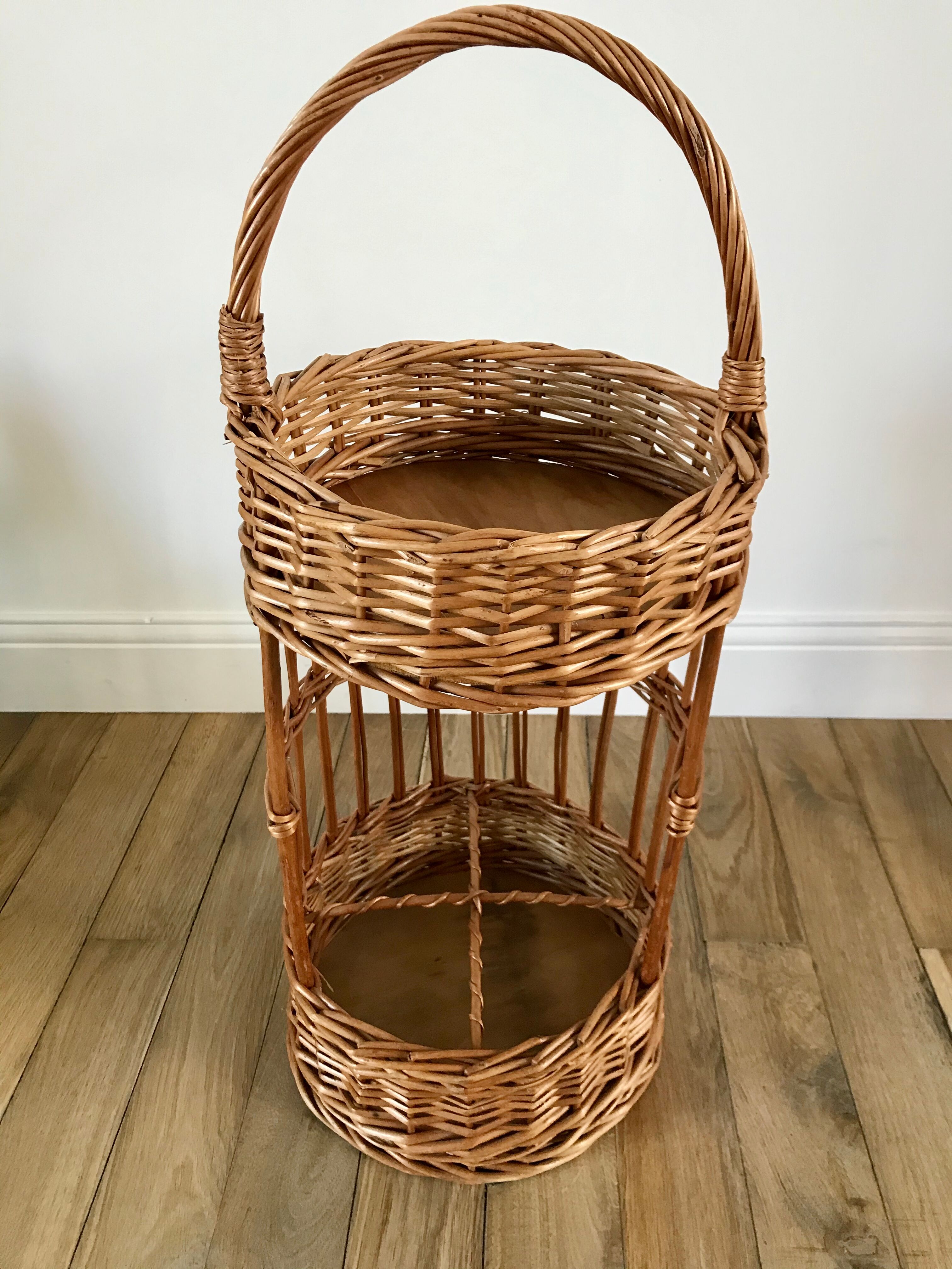 Wicker rattan bottle holder 50s-60s