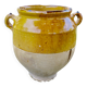 Vase, pot, jarre à huile en terre cuite vernissée jaune, fin 19ème