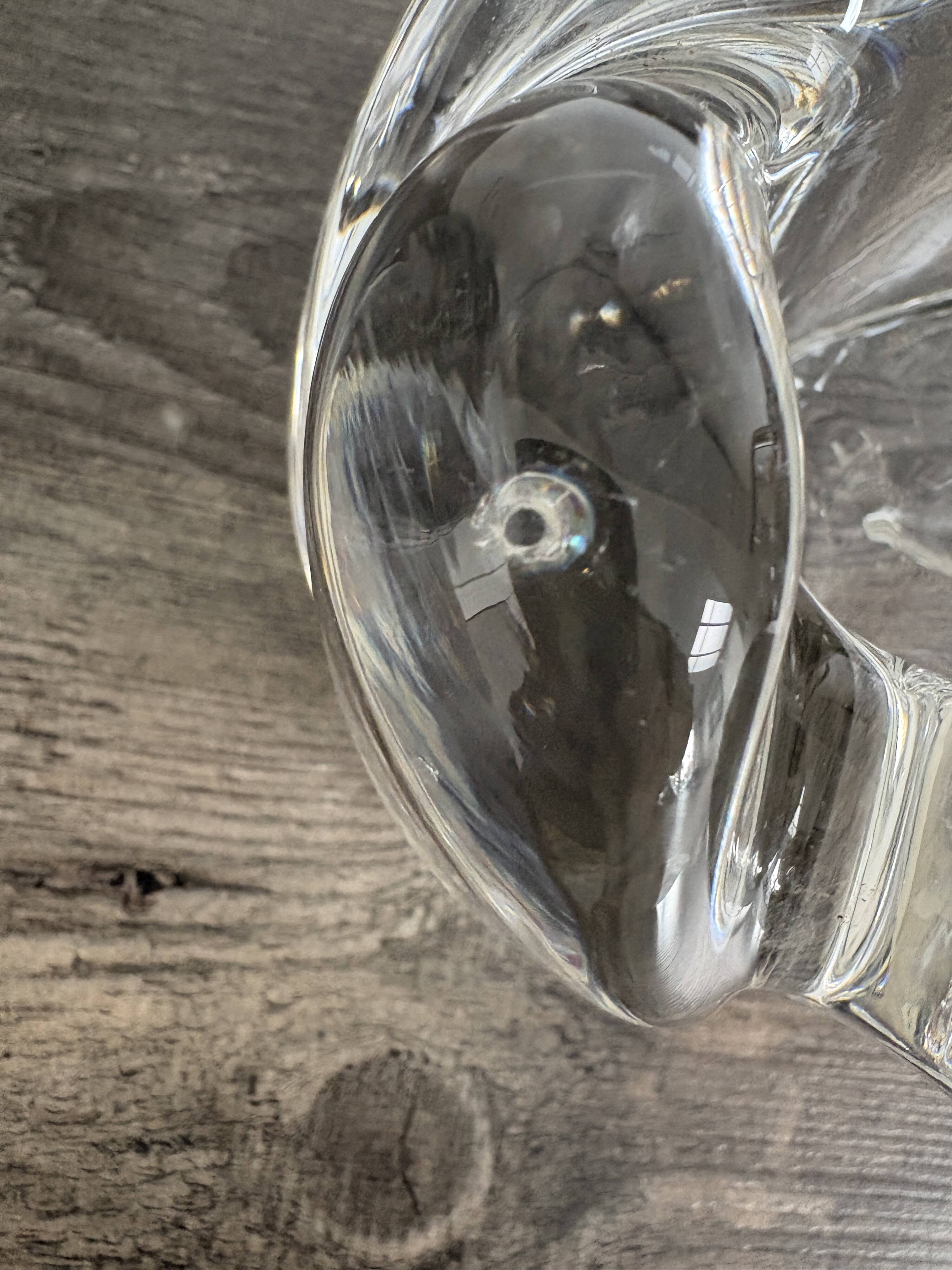 Pair of rose crystal candle holders by Daum France