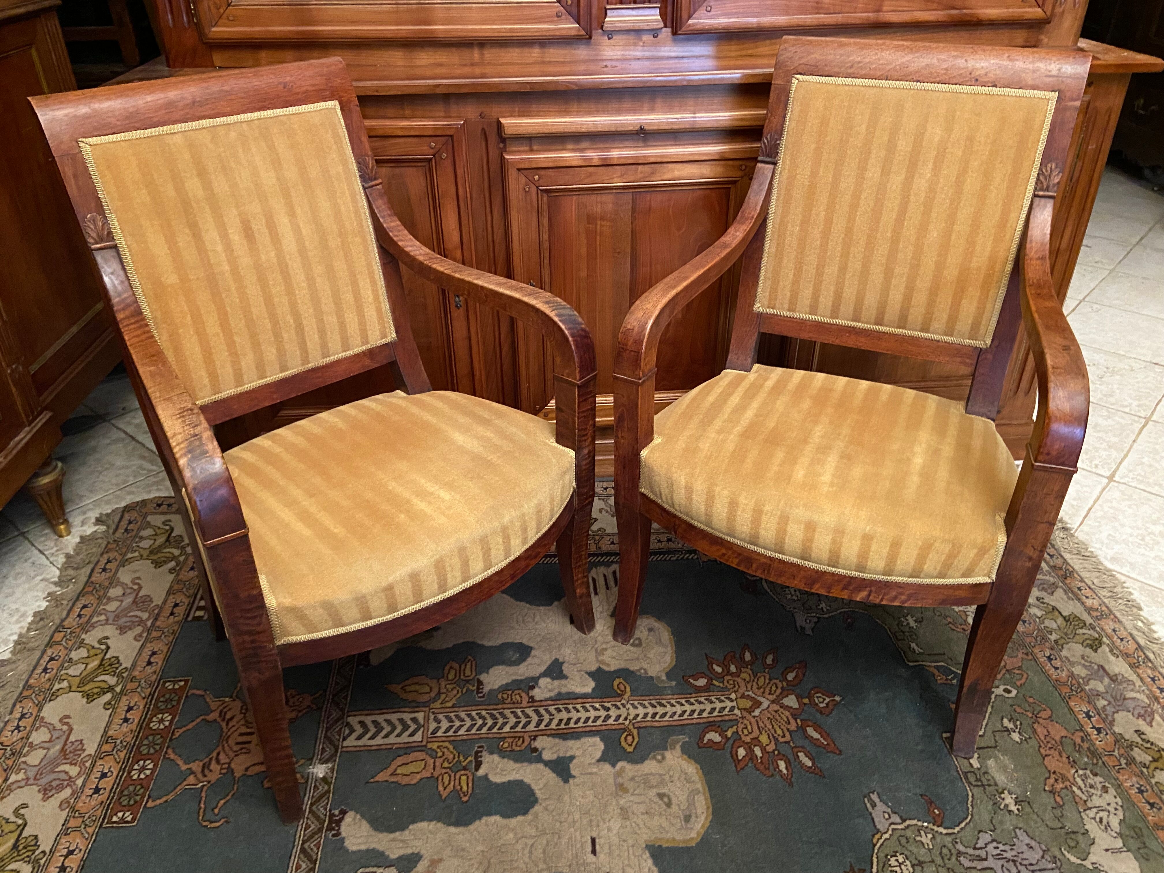Pair of XIXth armchairs in solid walnut