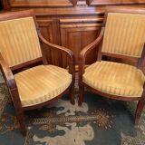 Pair of XIXth armchairs in solid walnut