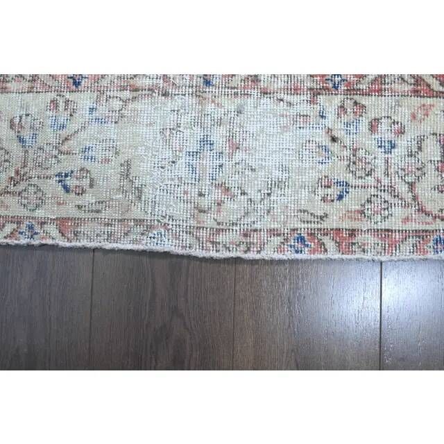 1960s Vintage Persian Handmade Wool Cotton Light Red Area Rug 280x360