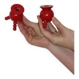 Pair of Swedish Dala Ball Candleholders