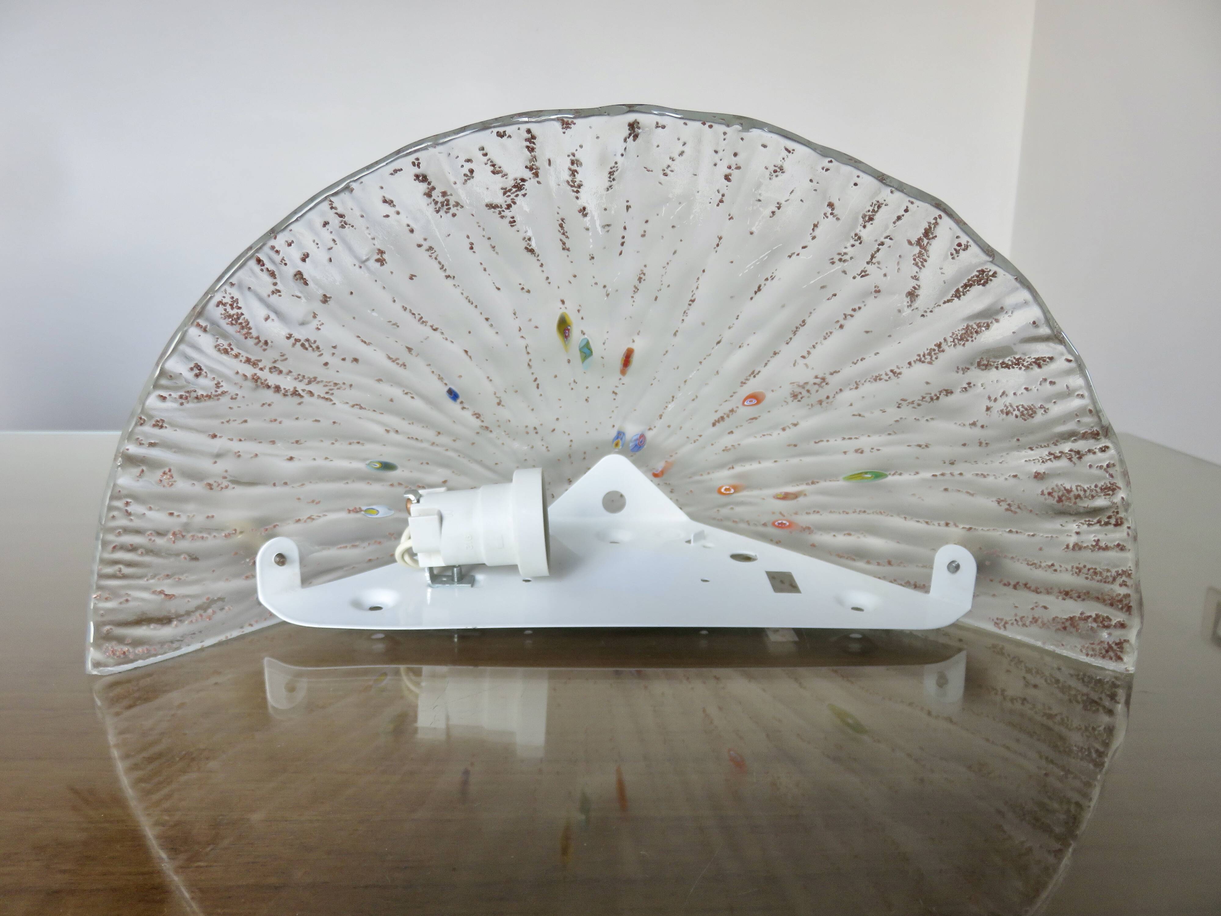 Murano glass wall light and brass cabochons 1970