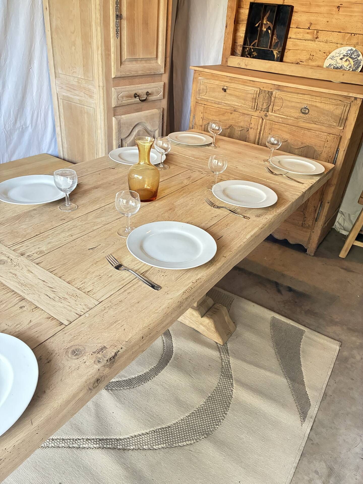 Monastery table with extensions in solid oak