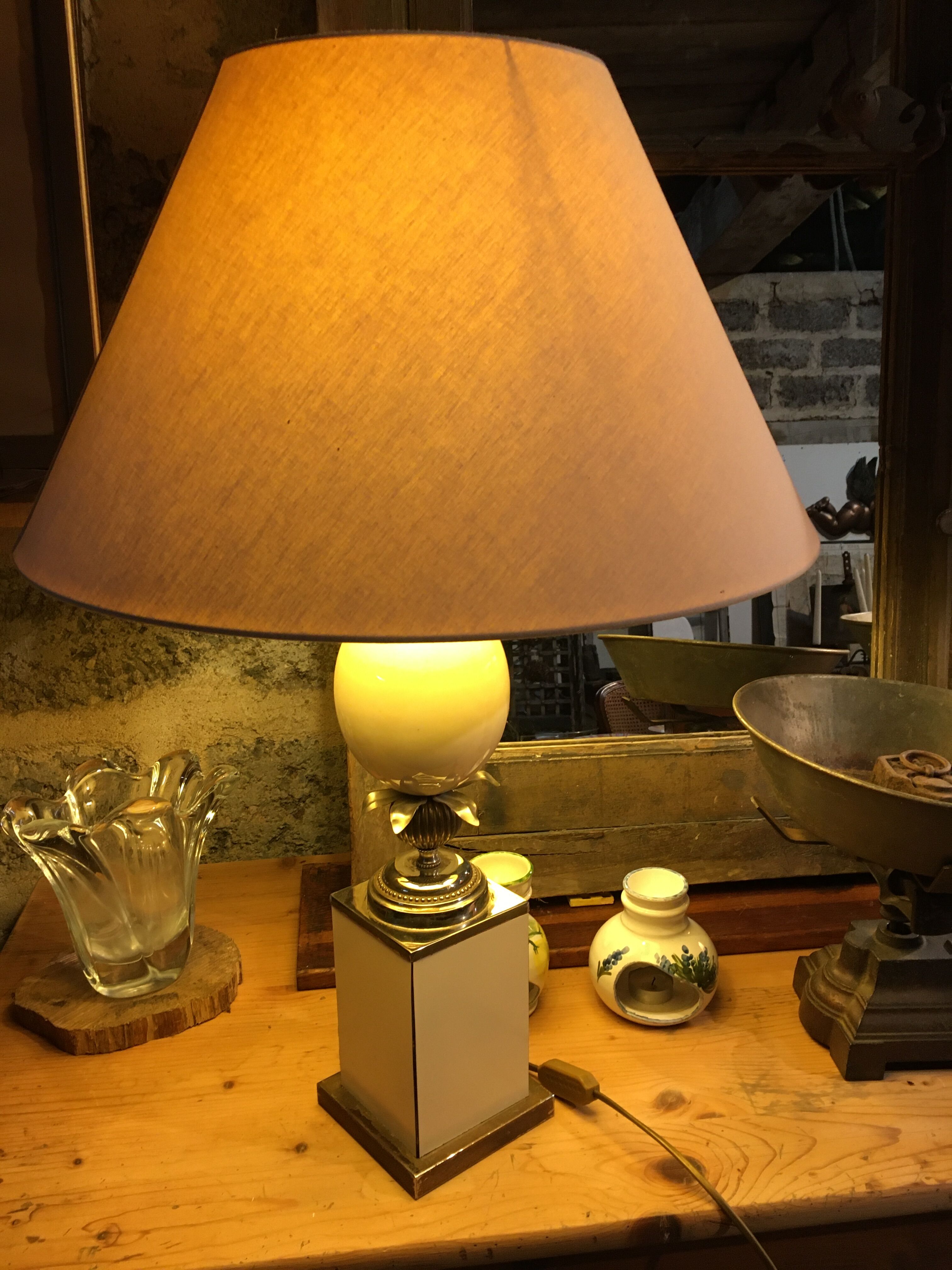 Pair of Hollywood Regency style egg lamps