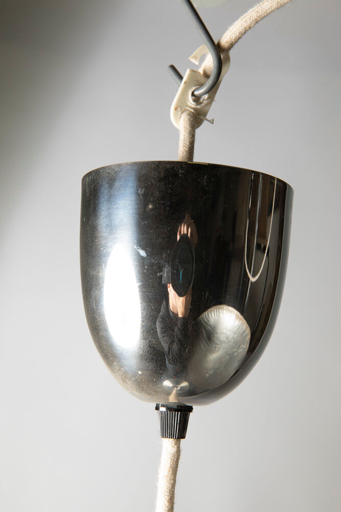 Scandinavian suspension lamp in brushed aluminum