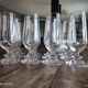 Set of 12 vintage champagne flutes on low crystalline stand