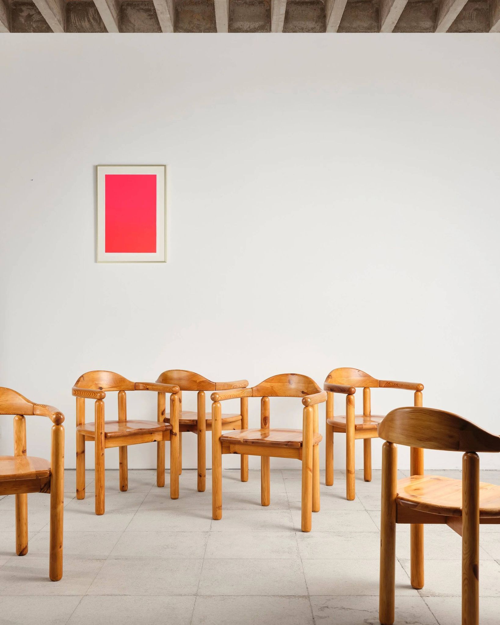 Table et 6 fauteuils brutalistes, Rainer Daumiller, Danemark, années 70